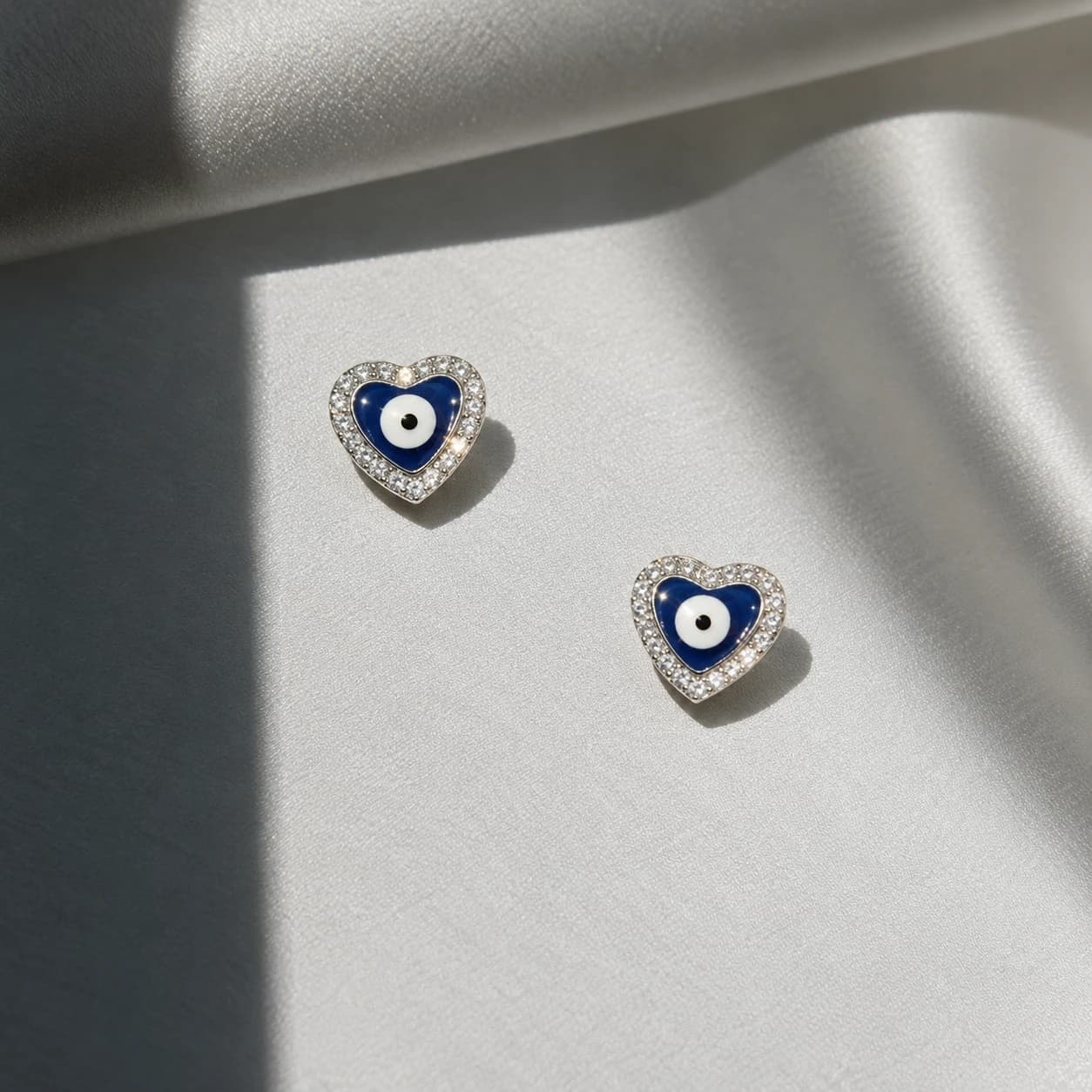 Evil Eye Heart Stud - View 3