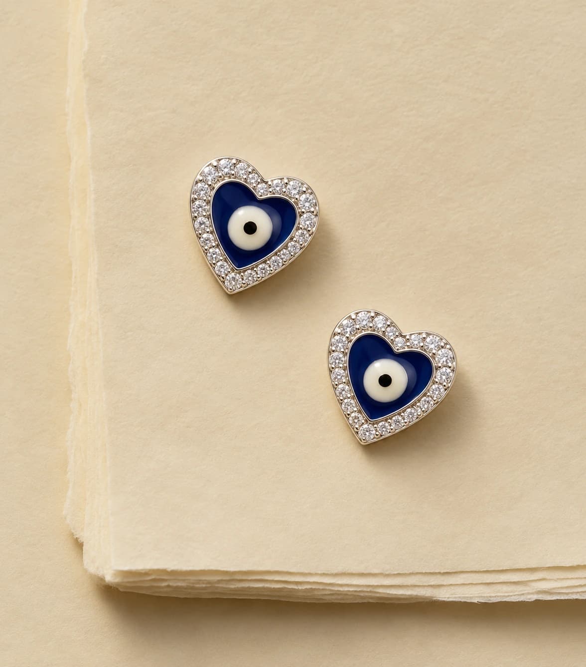 Evil Eye Heart Stud - View 4